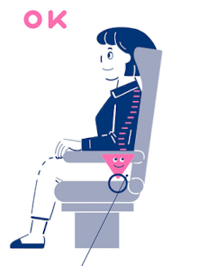 背すじを伸ばし骨盤を立てた正しい座り方(長時間移動・デスクワークの腰痛対策)